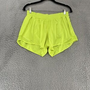 Lululemon Hotty Hot Shorts Womens 10 Neon Bright Yellow Lined Mesh Running